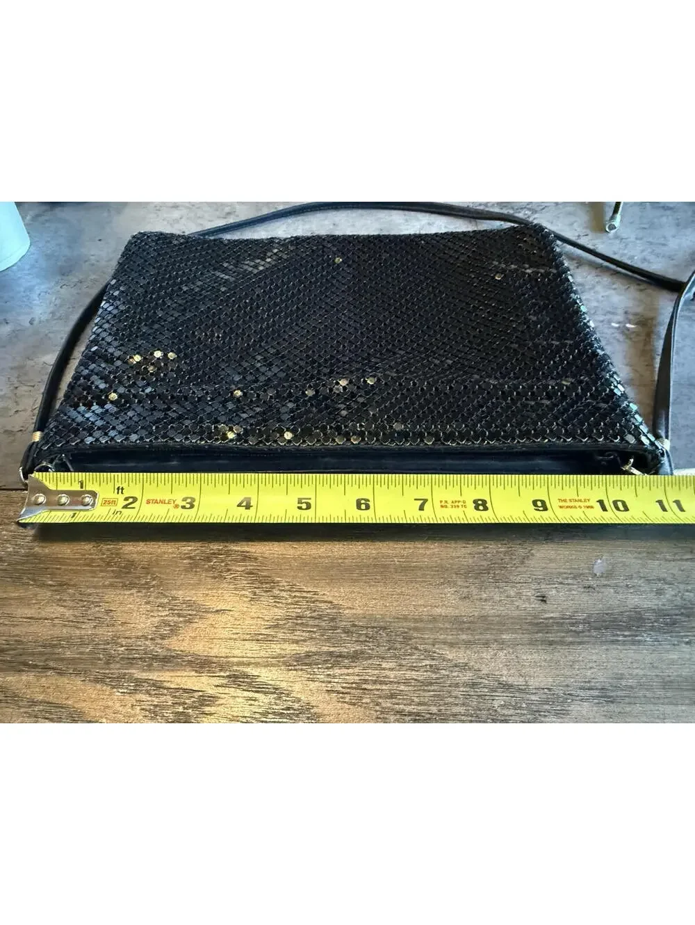 Vintage Whiting‎ & Davis Metal Mesh Purse – Black 1980s Crossbody Evening Bag